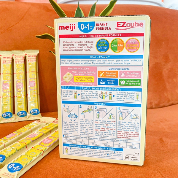 Sữa Meiji thanh nhập khẩu Infant Formula EZcube (0-1 tuổi)